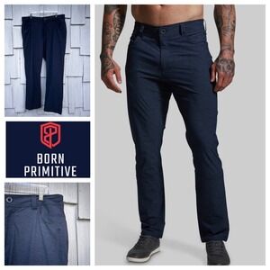 Born Primitive Traverse Pant Mens 38x33 Navy Blue Athletic Stretch Chino Hiking